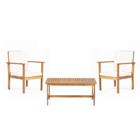 3pc Set with 2 Outdoor Club Chairs and Coffee Table in Acacia Wood -BM323656