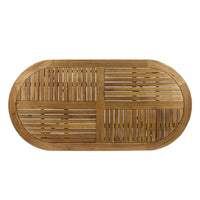 Outdoor Dining Table, 70 Inch Slat Style Oval Top, Teak Acacia Wood -BM323658