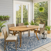 Outdoor Dining Table, 70 Inch Slat Style Oval Top, Teak Acacia Wood -BM323658