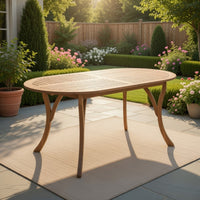 Outdoor Dining Table, 70 Inch Slat Style Oval Top, Teak Acacia Wood -BM323658