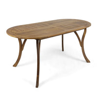 Outdoor Dining Table, 70 Inch Slat Style Oval Top, Teak Acacia Wood -BM323658