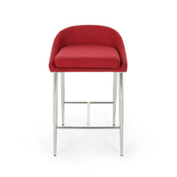 Yoko Counter Stool Chair, Curved Back, Chrome Iron Legs, Red Fabric -BM323662