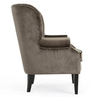 Nire Accent Club Chair, Nailhead Trim, Brown Birch Wood, Gray Velvet -BM323663