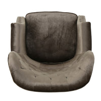 Nire Accent Club Chair, Nailhead Trim, Brown Birch Wood, Gray Velvet -BM323663