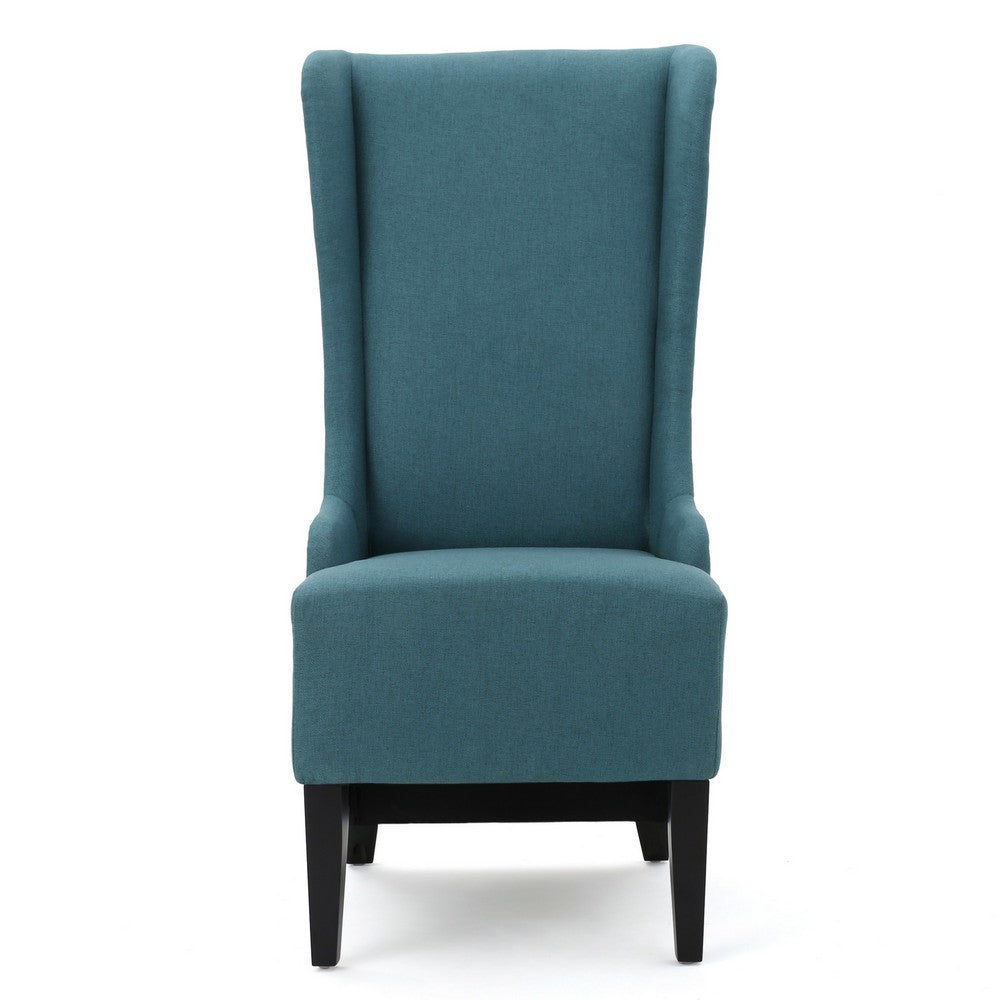 Becca Dining Chair, High Wingback Dark Brown Birch Wood, Teal Fabric  -BM323667