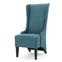 Becca Dining Chair, High Wingback Dark Brown Birch Wood, Teal Fabric  -BM323667