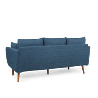 Nate Sofa with 2 Accent Pillows, 77 Inch Birch Wood, Navy Blue Fabric -BM323669
