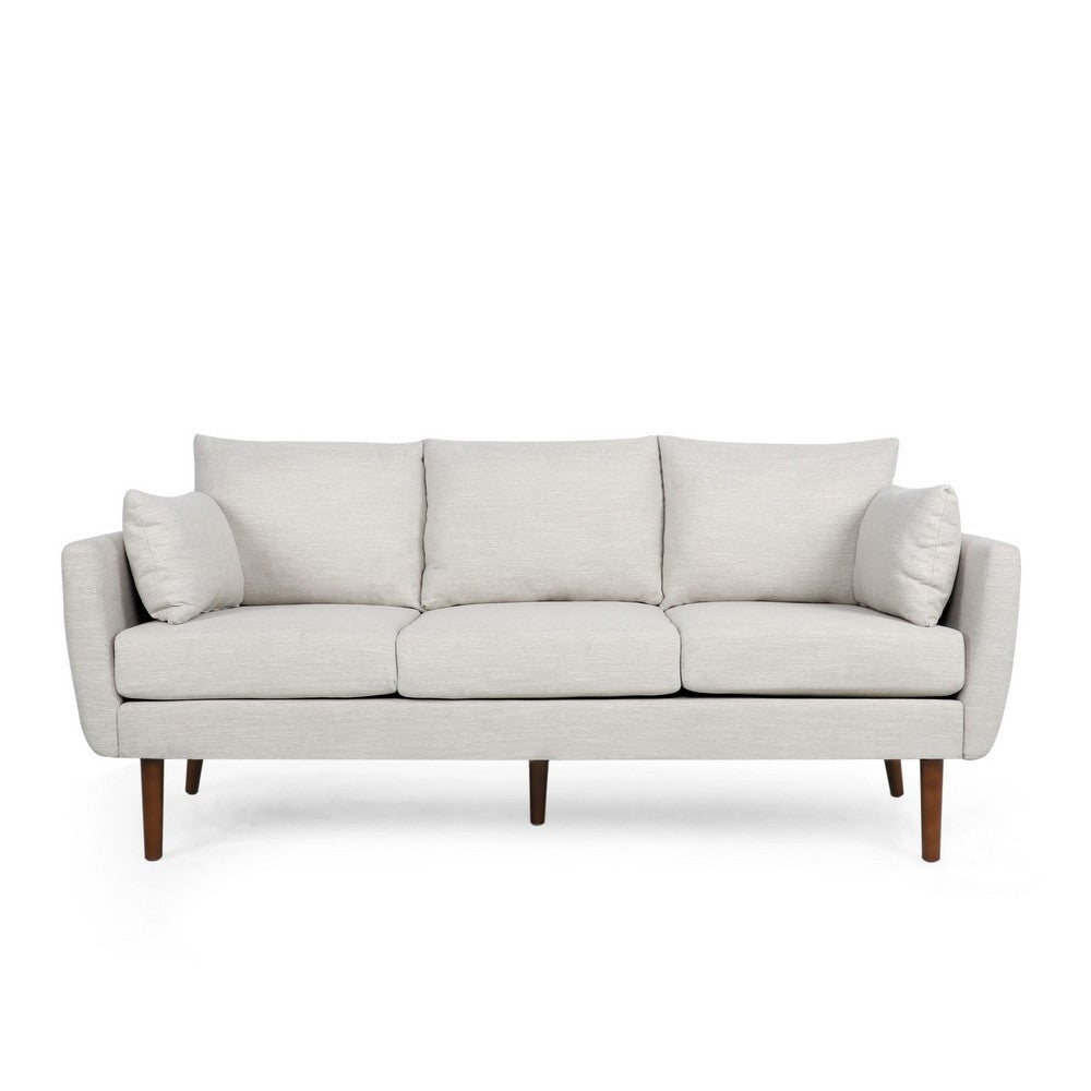 Nate Sofa with 2 Accent Pillows, 77 Inch Birch Wood, Beige Fabric -BM323670