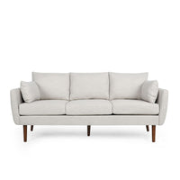 Nate Sofa with 2 Accent Pillows, 77 Inch Birch Wood, Beige Fabric -BM323670