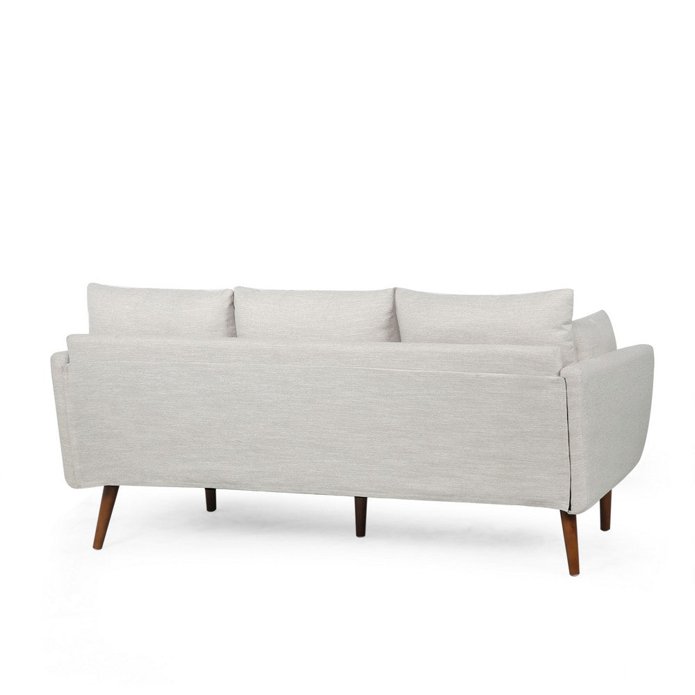 Nate Sofa with 2 Accent Pillows, 77 Inch Birch Wood, Beige Fabric -BM323670