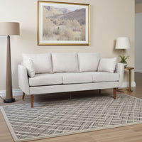 Nate Sofa with 2 Accent Pillows, 77 Inch Birch Wood, Beige Fabric -BM323670