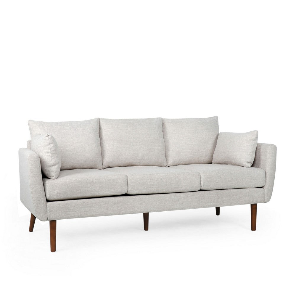 Nate Sofa with 2 Accent Pillows, 77 Inch Birch Wood, Beige Fabric -BM323670
