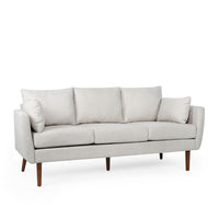 Nate Sofa with 2 Accent Pillows, 77 Inch Birch Wood, Beige Fabric -BM323670