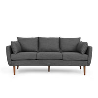 Nate Sofa with 2 Accent Pillows, 77 Inch Birch Wood, Charcoal Gray -BM323671