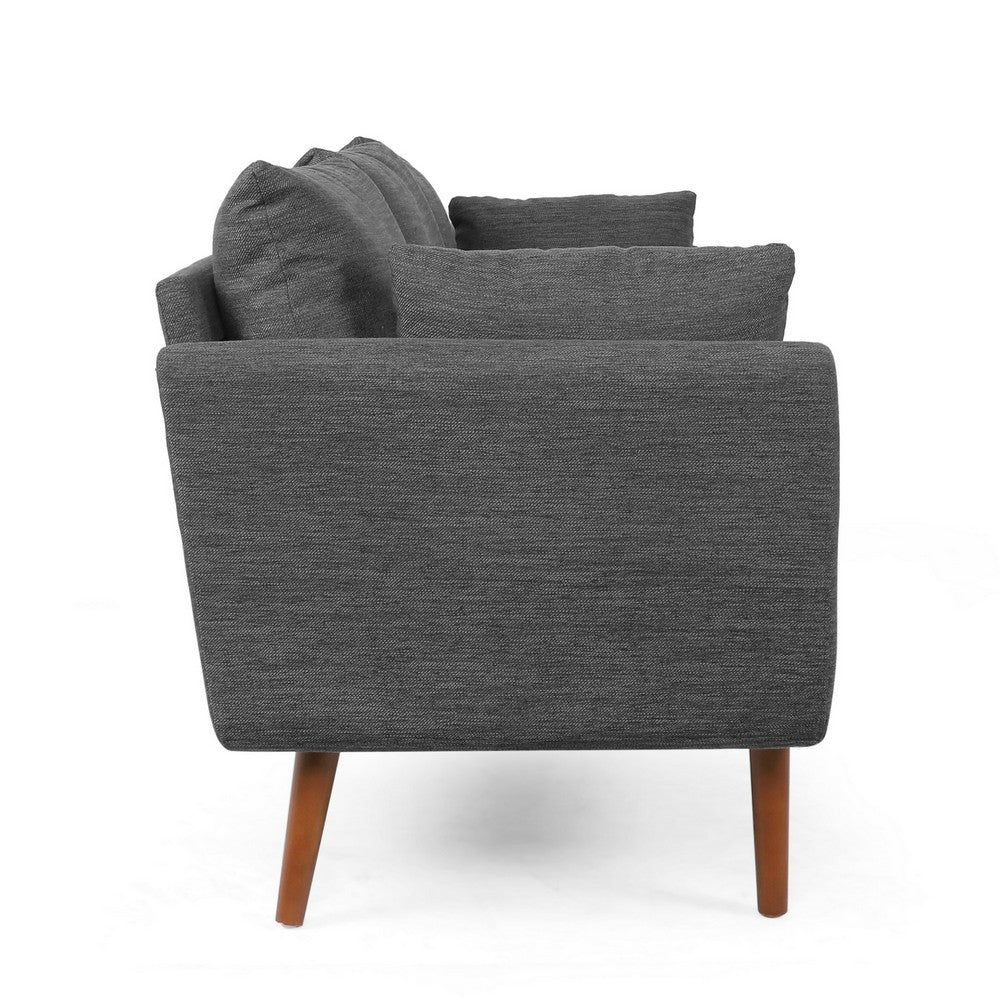 Nate Sofa with 2 Accent Pillows, 77 Inch Birch Wood, Charcoal Gray -BM323671