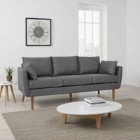 Nate Sofa with 2 Accent Pillows, 77 Inch Birch Wood, Charcoal Gray -BM323671