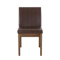 Armless Dining Chair, Natural Grain Rubberwood, Brown Faux Leather -BM323672