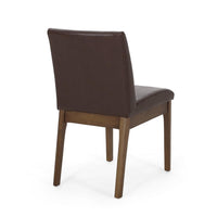 Armless Dining Chair, Natural Grain Rubberwood, Brown Faux Leather -BM323672