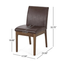 Armless Dining Chair, Natural Grain Rubberwood, Brown Faux Leather -BM323672