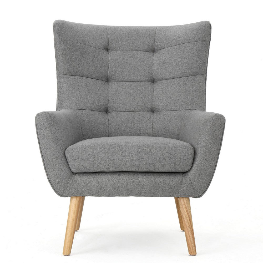 Ranie Accent Club Chair, Rubberwood Legs, Gray Button Tufted Polyester -BM323674