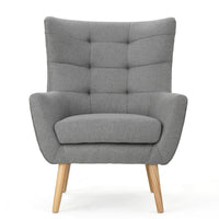 Ranie Accent Club Chair, Rubberwood Legs, Gray Button Tufted Polyester -BM323674