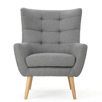 Ranie Accent Club Chair, Rubberwood Legs, Gray Button Tufted Polyester -BM323674