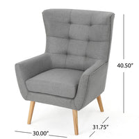 Ranie Accent Club Chair, Rubberwood Legs, Gray Button Tufted Polyester -BM323674