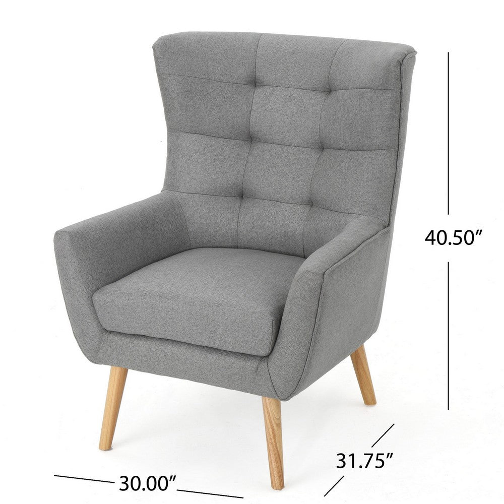 Ranie Accent Club Chair, Rubberwood Legs, Gray Button Tufted Polyester -BM323674