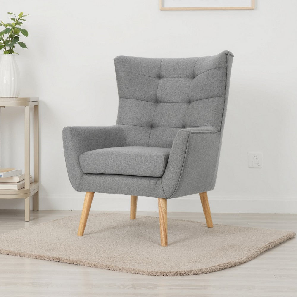 Ranie Accent Club Chair, Rubberwood Legs, Gray Button Tufted Polyester -BM323674