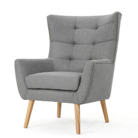 Ranie Accent Club Chair, Rubberwood Legs, Gray Button Tufted Polyester -BM323674