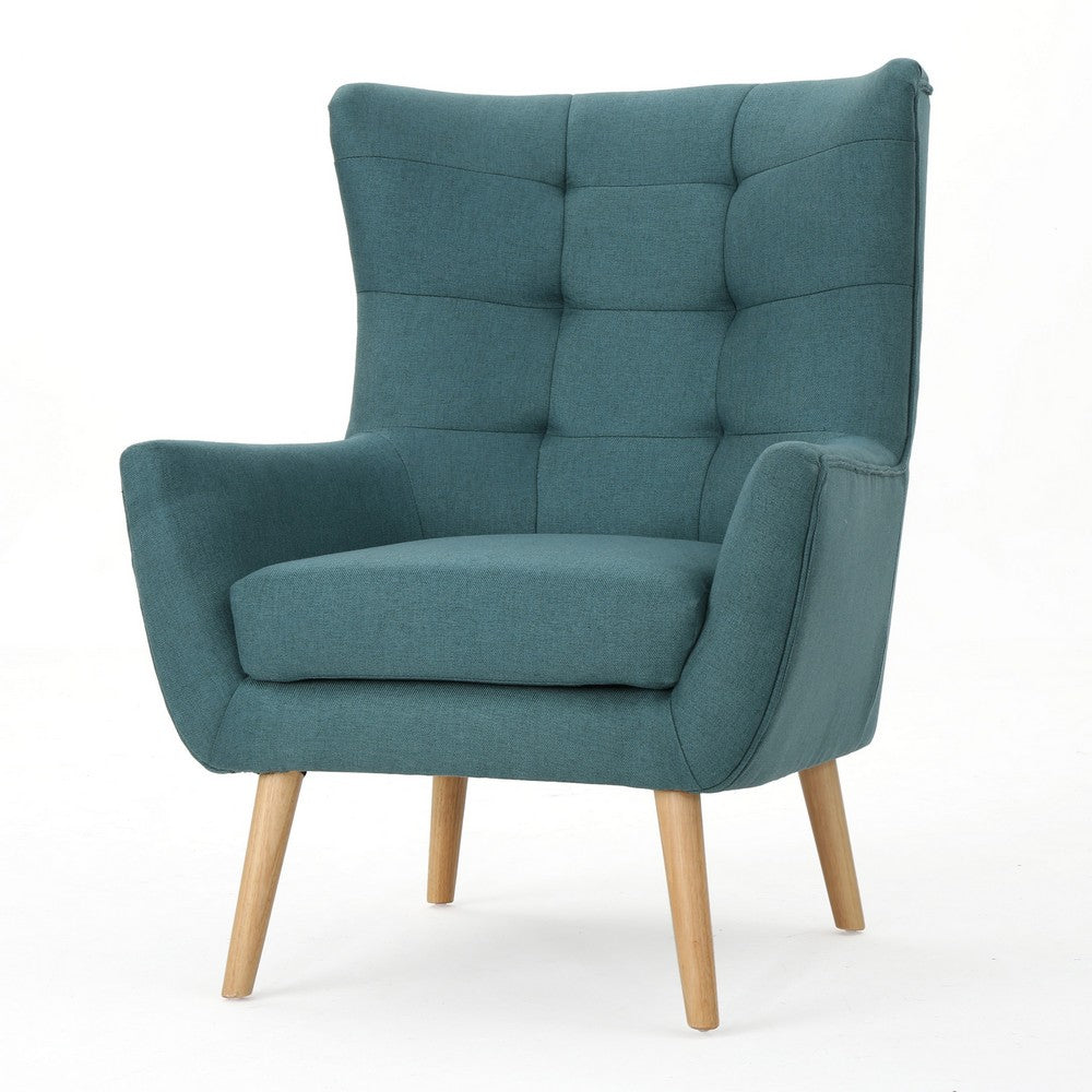 Ranie Accent Club Chair, Rubberwood Legs, Teal Button Tufted Polyester -BM323675