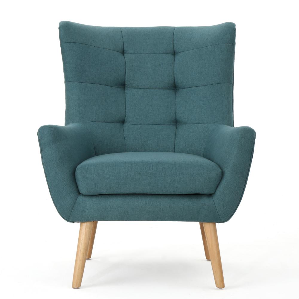 Ranie Accent Club Chair, Rubberwood Legs, Teal Button Tufted Polyester -BM323675