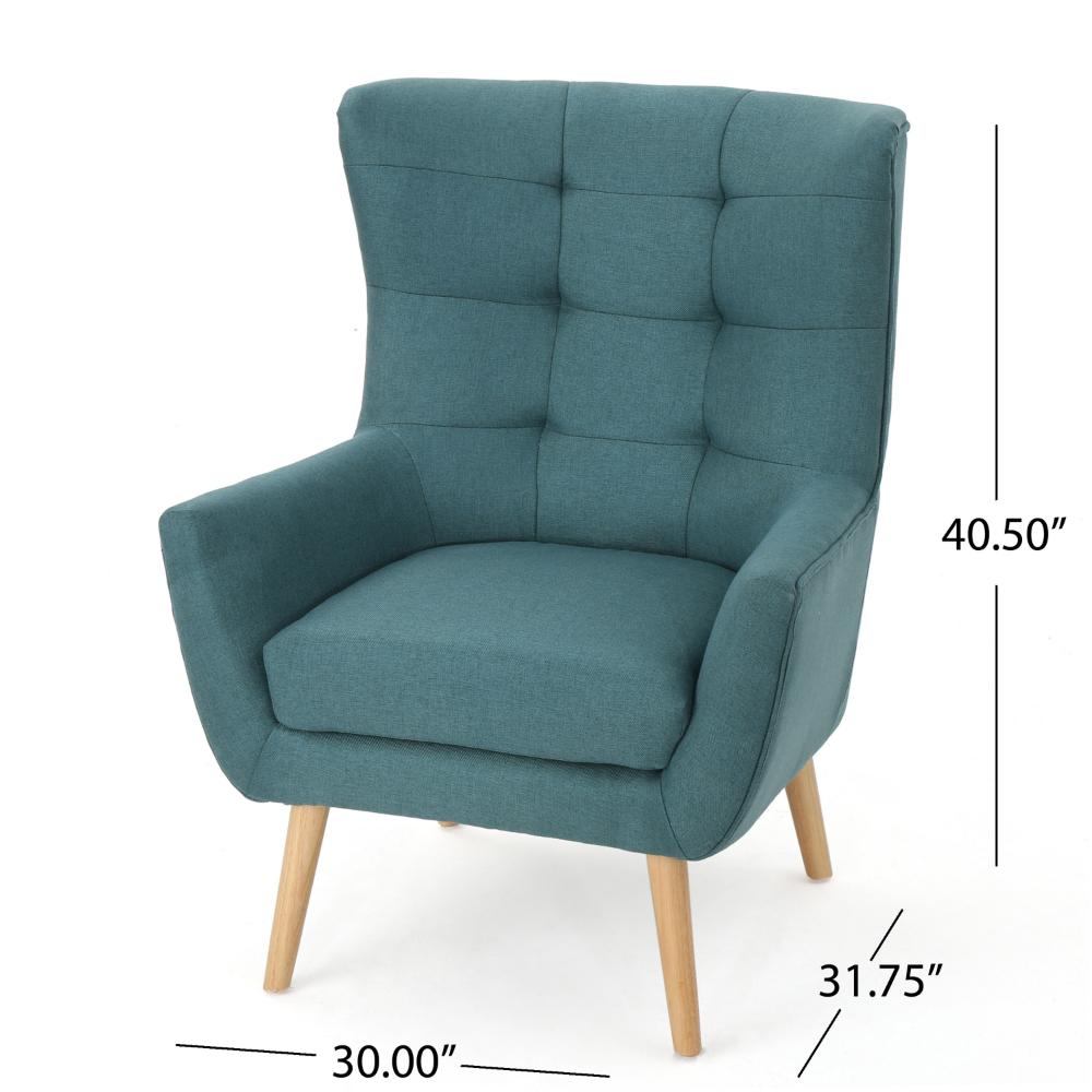 Ranie Accent Club Chair, Rubberwood Legs, Teal Button Tufted Polyester -BM323675