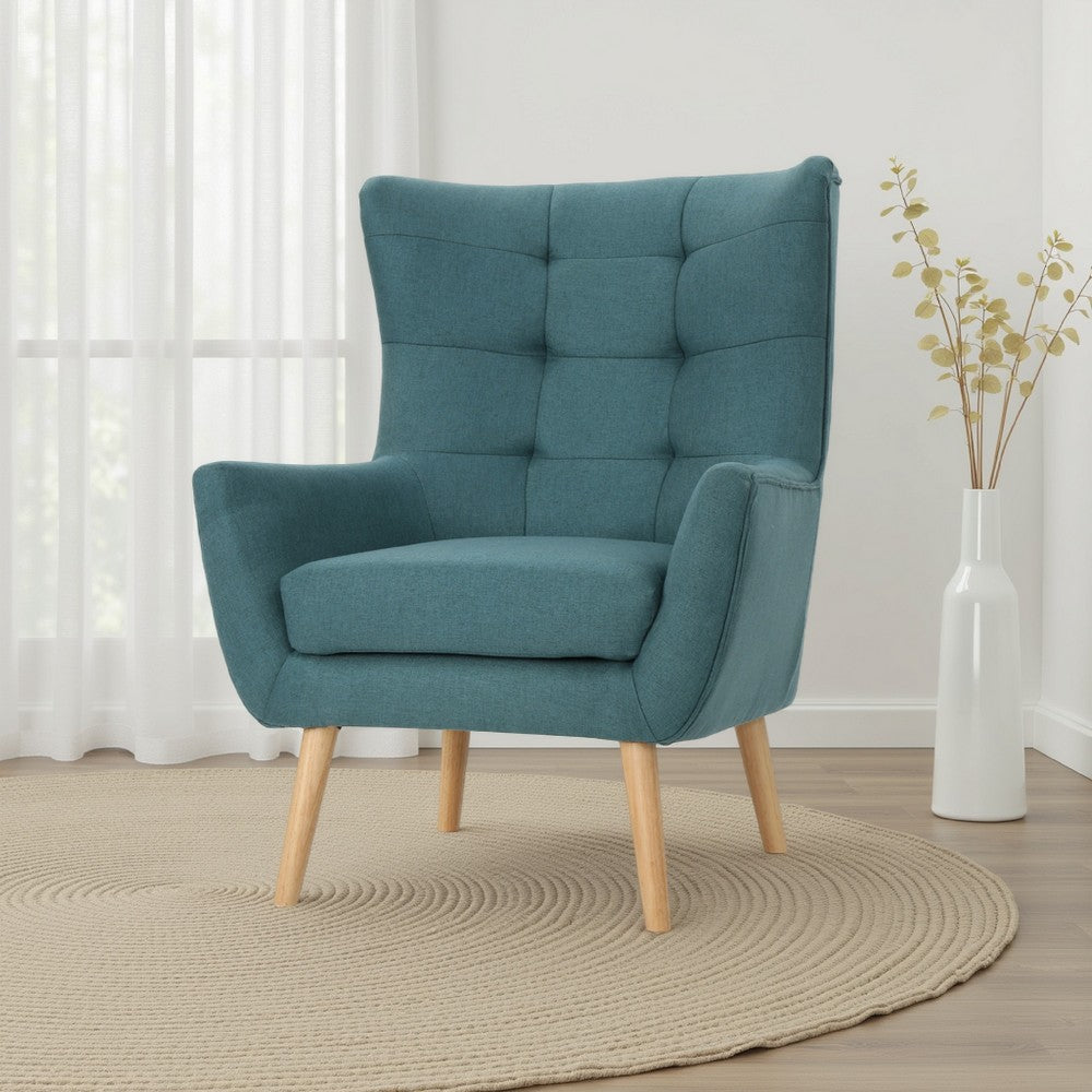Ranie Accent Club Chair, Rubberwood Legs, Teal Button Tufted Polyester -BM323675