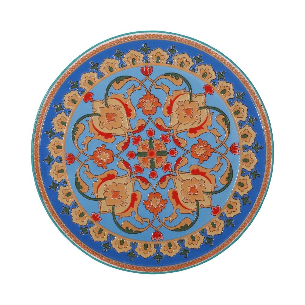 Riki Side End Table, 14 Inch, Mosaic Tile Rattan, Teal Lace Cut Metal -BM323677
