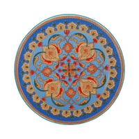 Riki Side End Table, 14 Inch, Mosaic Tile Rattan, Teal Lace Cut Metal -BM323677