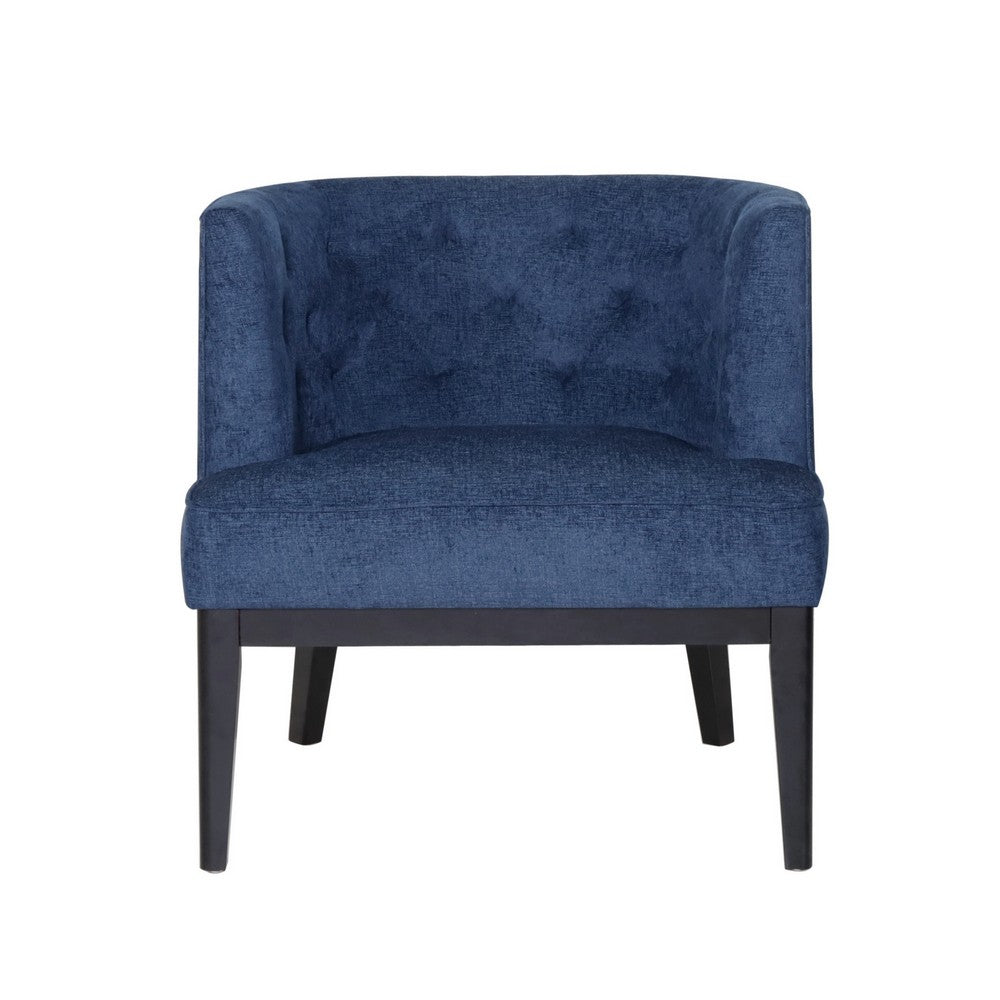 Addy Accent Chair, Black Rubberwood, Navy Blue Diamond Stitch Fabric -BM323681