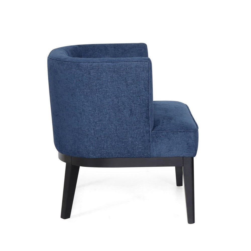 Addy Accent Chair, Black Rubberwood, Navy Blue Diamond Stitch Fabric -BM323681