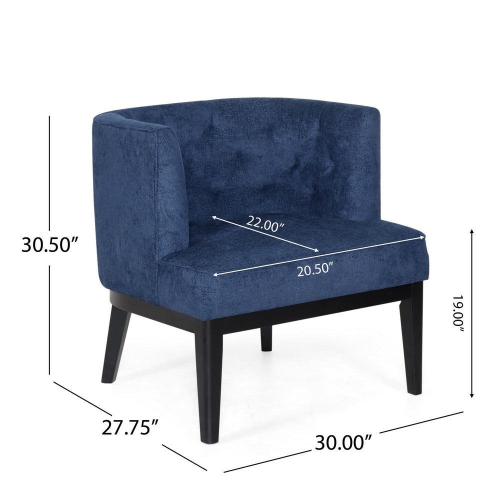 Addy Accent Chair, Black Rubberwood, Navy Blue Diamond Stitch Fabric -BM323681