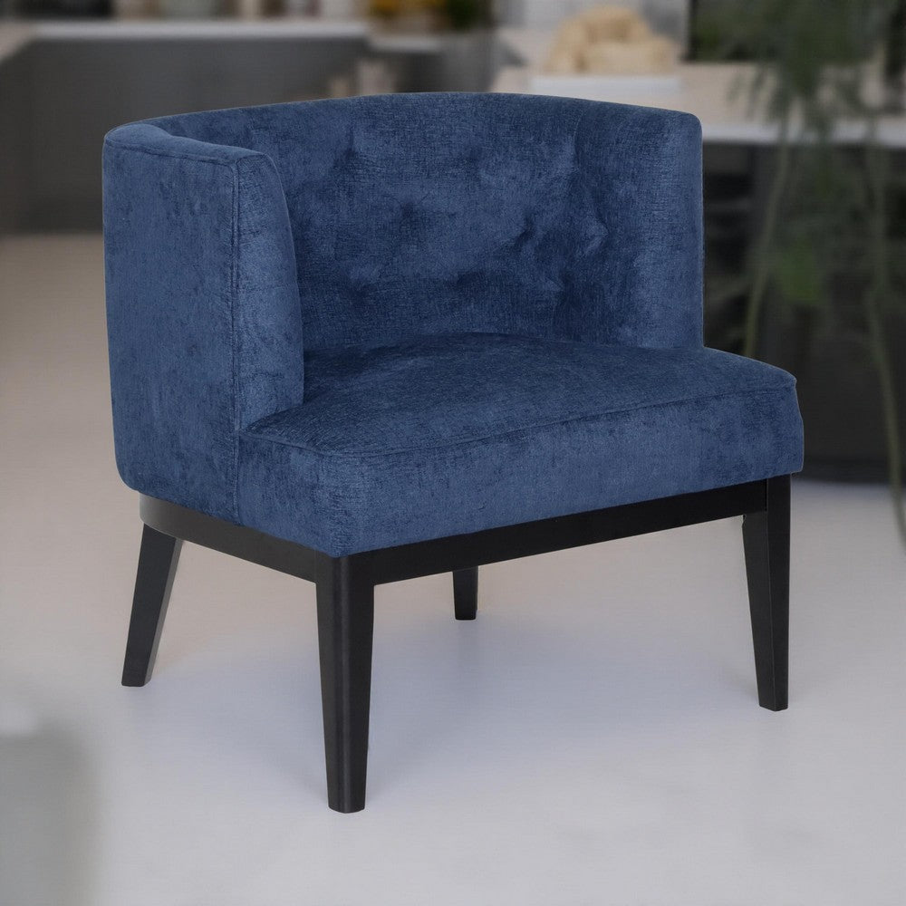 Addy Accent Chair, Black Rubberwood, Navy Blue Diamond Stitch Fabric -BM323681