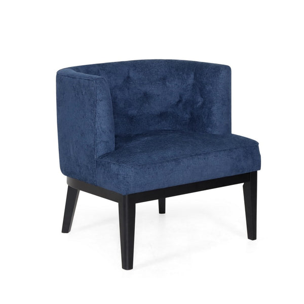 Addy Accent Chair, Black Rubberwood, Navy Blue Diamond Stitch Fabric -BM323681
