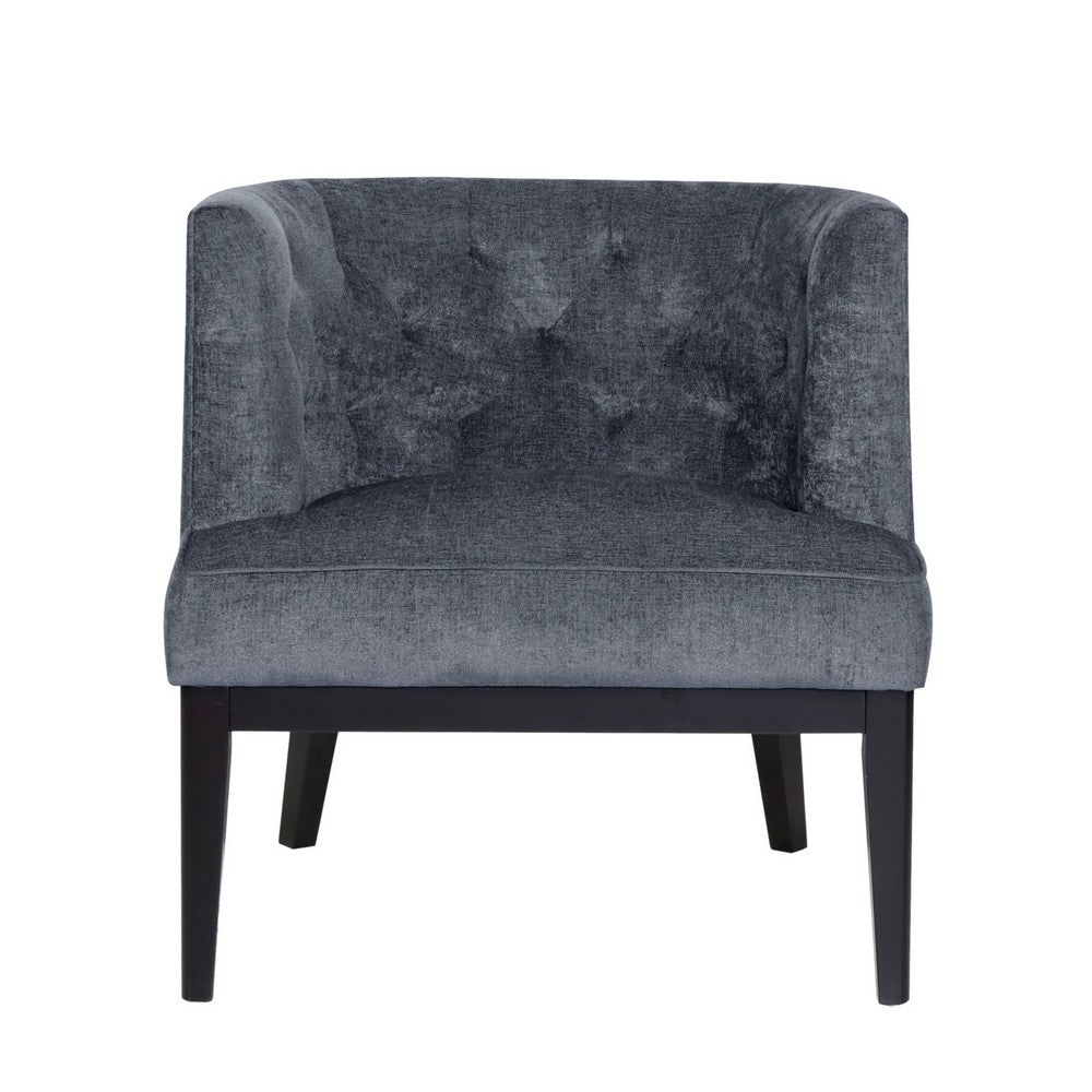 Addy Accent Chair, Black Rubberwood, Dark Gray Diamond Stitch Fabric -BM323682