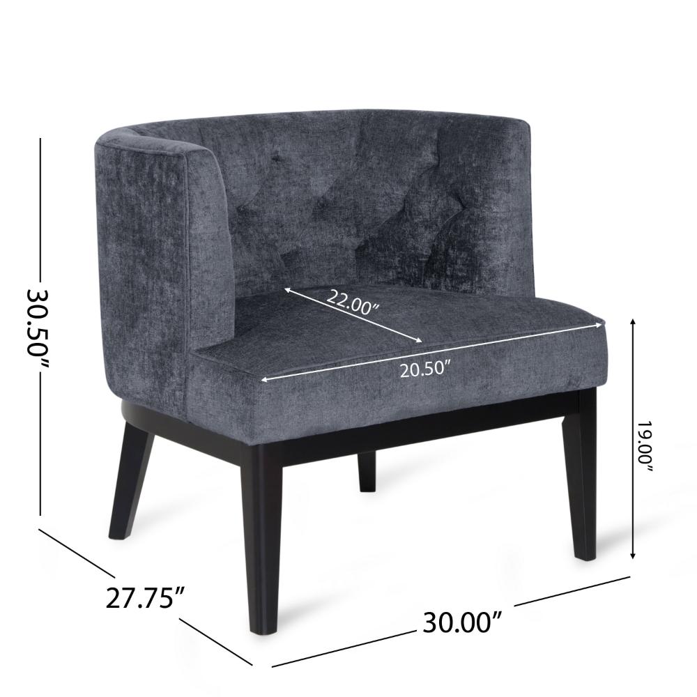 Addy Accent Chair, Black Rubberwood, Dark Gray Diamond Stitch Fabric -BM323682