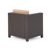 Elza Outdoor Accent Chair, Iron, Brown Faux Rattan Wicker, Beige -BM323685