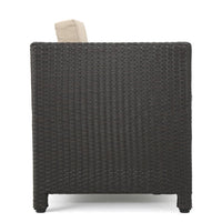 Elza Outdoor Accent Chair, Iron, Brown Faux Rattan Wicker, Beige -BM323685