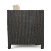 Elza Outdoor Accent Chair, Iron, Brown Faux Rattan Wicker, Beige -BM323685