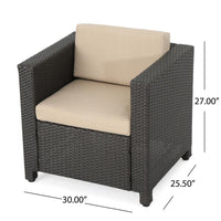 Elza Outdoor Accent Chair, Iron, Brown Faux Rattan Wicker, Beige -BM323685