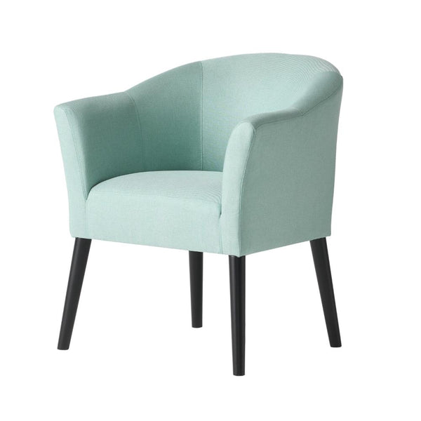 Viena Accent Armchair, Low Back, Black Birch Wood, Light Blue Fabric -BM323686