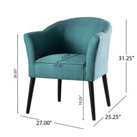 Viena Accent Armchair with Low Back, Black Birch Wood, Teal Fabric -BM323687