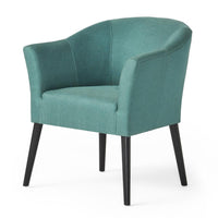 Viena Accent Armchair with Low Back, Black Birch Wood, Teal Fabric